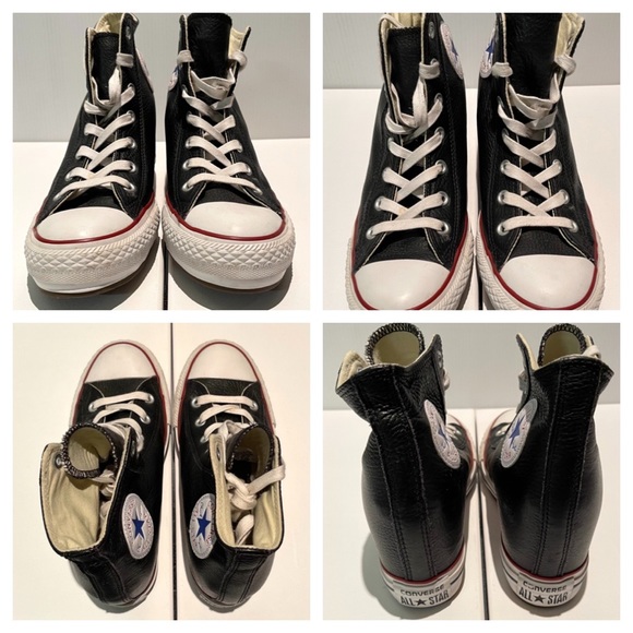 CONVERSE Ladies Black Leather High-Top Shoes US 8 - Picture 12 of 13